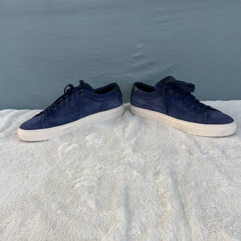 Euc Good Man Brand Blue And White Suede Sneakers With Lace-Up Design Size 8
